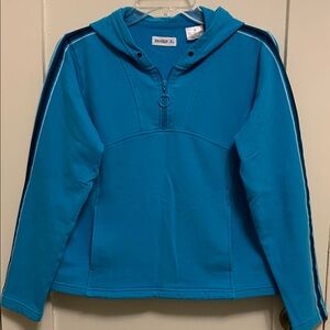 Danskin Hoodie Pullover Sweatshirt Kangaroo Pocket Zippered Neck